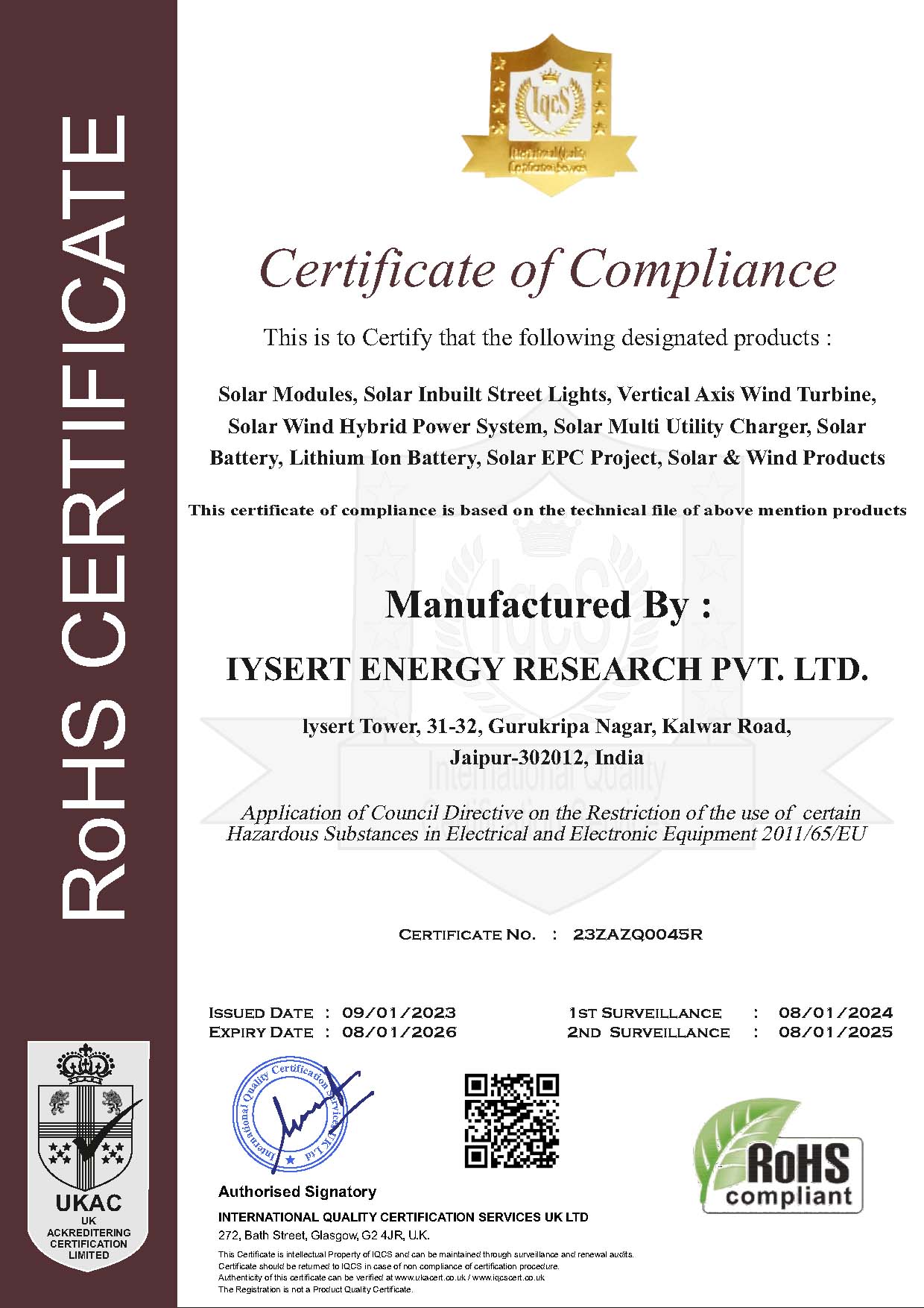 iysert energy certificates